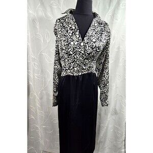 Vintage Liz Claiborne Dress 10 Lightweight Soft 80s Black and White